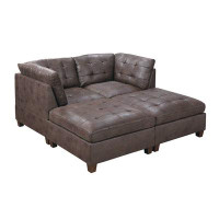 Latitude Run® Alba 4 Piece Modular Sofa In Dark Brown Breathable Leatherette
