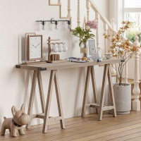 COZAYH Farmhouse Wood Long Console Table Industrial Entryway Table
