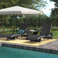 Wade Logan Billur Reclining Chaise Lounge Set with Table