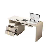 Hokku Designs 55.12"White rectangular Manufactured Wood desk,2-drawer