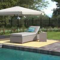 Sol 72 Outdoor™ Rochford 77'' Long Reclining Chaise Lounge Set with Cushion and Table
