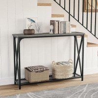 17 Stories 43 Inch Narrow Console Table With Shelf