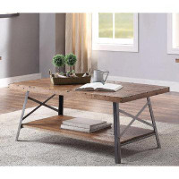 Gracie Oaks Wooden Coffee Table With Metal Legs
