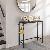 17 Stories 17 Storeys Black Console Table Narrow Entryway Table With Hooks 31.5 In Small Sofa Table With Metal Frame Cou