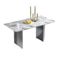 Orren Ellis Italian Minimalist Luxury Style Marble Rectangular Home Dining Table, No Chairs.