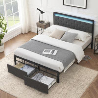 Ivy Bronx Bed Frame With 2 Storage Drawers