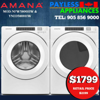 Amana NFW5800HW 27 Front Load Washer YNED5800HW Dryer Pair Sale