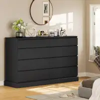 Hokku Designs Black Dresser for Bedroom, Long Dresser with 8 Drawers, 51.5''W