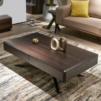 Corrigan Studio 51.18"Nut-Brown Solid Wood Rectangular Coffee Table