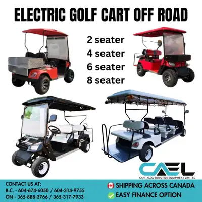 Explore Now: Finance Available for Brand New 2024 Electric Golf Carts – Off-Road for 2, 4, 6, and 8 Seaters w/ Warranty