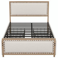 Mercer41 Upholstered Platform Bed with Nailhead Decoration and 4 Drawers