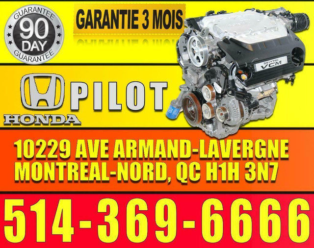 Moteur Honda Pilot 3.5L 2009-2010-2011 2012 2013 2014 J35A9 Used Engine Honda Ridgeline 09-10-11 , 3.5 Motor in Engine & Engine Parts in Ottawa / Gatineau Area