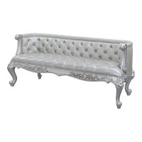 A&J Homes Studio Bench, Synthetic Leather, Antique Platinum Finish