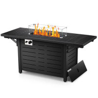 Red Barrel Studio 24.8'' H x 54.72'' W Iron Propane Outdoor Fire Pit with Lid