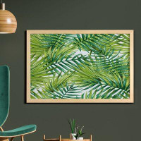 East Urban Home Ambesonne Plant Wall Art With Frame, Watercolor Tropical Palm Leaves Colourful Illustration Natural Feel