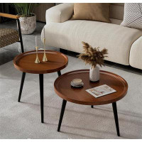 George Oliver 2-Piece Set Modern Round Coffee Tables For Living Room,Easy Assembly Nesting Coffee Tables For Small Space
