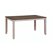 Gracie Oaks Transitional Design Rectangular 1pc Dining Table Grayish White and Brown Finish Furniture