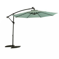 Arlmont & Co. 10Ft Solar LED Offset Hanging Market Patio Umbrella  ( Khaki )-82.68" H x 116.14" W x 116.14" D