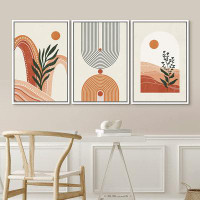 IDEA4WALL Sunny Desert Plants - 3 Piece Floater Frame Graphic Art Set on Canvas