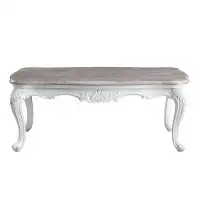 Rosdorf Park Epes Coffee Table In Marble Top & White Finish