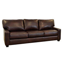 Hokku Designs Rambow 95" Genuine Leather Square Arm Sofa