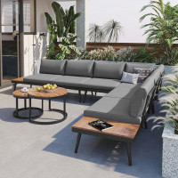Latitude Run® ound Nesting Coffee Tables and Seating Sofa with Cushions for Patio