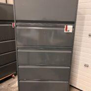 Teknion 5 Drawer Lateral Filing Cabinet – Full Pull Handles – Charcoal