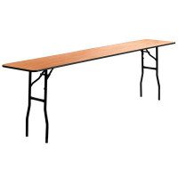 Flash Furniture 18" x 96" Rectangular Wood Folding Table with Smooth Clear Coated Finished Top