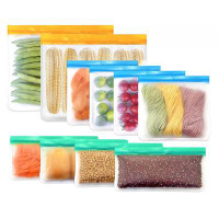 Prep & Savour Reusable Food Storage Bags - 10 Pack Flat Freezer Bags Resealable Lunch Bag for Meat Fruit Veggies