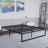 The Twillery Co. Morgan 14" Metal Platform Bed Frame with Steel Slat Supports and Quick Lock Functionality