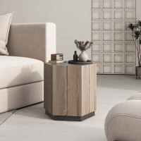 Hokku Designs Folia 19.69'' tall Solid Wood Block End Table with Storage