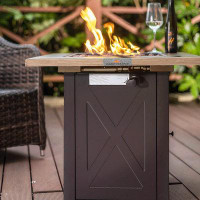 Gracie Oaks Javohn 24.08" H x 28.08" W Stainless Steel Propane Outdoor Fire Pit Table