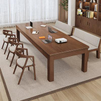 Fit and Touch 78.74" nut-brown Rectangular Solid Wood desks
