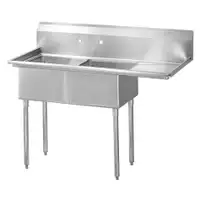 EVIER COMMERCIAL 2 CUVES DOUBLE STAINLESS STEEL CUVE ACIER INOXIDABLE 24 x 24 lavabo