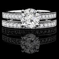 Diamond Engagement Ring Set + 2.00 total carat weight/ Set d’alliances de fiançailles en diamant + 2.00 carat total