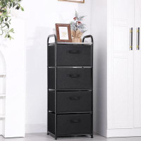 Rebrilliant Slim Pitch-Black Fabric Drawer Tower - Smart Storage Solution For Any Room