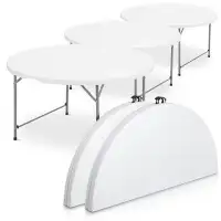 MoNiBloom Monibloom 5 Pieces Round Folding Table, 4.5Ft Heavy Duty Commercial Event Wedding Party Desk, For 6 To 8 Seat,