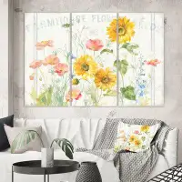 Made in Canada - East Urban Home 'Floursack Florals I' Painting Multi-Piece Image on Wrapped Canvas