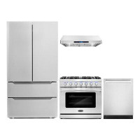 Cosmo 4 Piece Kitchen Package With French Door Refrigerator & 36" Freestanding Gas Range