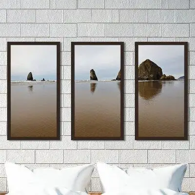 Made in Canada - Picture Perfect International "Haystack Rock, Cannon Beach, Oregon, Usa" 3 Piece Framed Painting Print