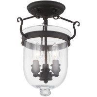 Alcott Hill Elegant Traditional Style 3-light Black Ceiling Mount With Clear Glass Shade By Lighting Lights