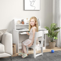 Kids Study Desk with Chair 35.4" x 17.7" x 35.4" White