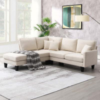 Latitude Run® 90*88" Terrycloth Modern Sectional Sofa,5-Seat Practical Couch Set With Chaise Lounge,L-Shape Minimalist I
