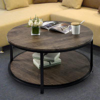 17 Stories Round Coffee Table,Grey Brown