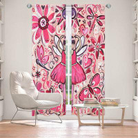 East Urban Home Lined Window Curtains 2-panel Set for Window Size by nJoy Art - Pink Ballet