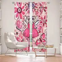 East Urban Home Lined Window Curtains 2-panel Set for Window Size by nJoy Art - Pink Ballet