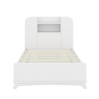 Latitude Run® Twin Size Platform Bed With Trundle And Light Strip Design In Headboard