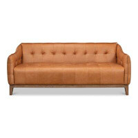 Sarreid Ltd Isaac 77'' Genuine Leather Square Arm Sofa