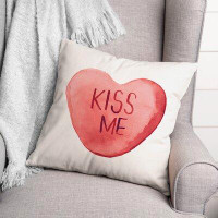 The Holiday Aisle® Kiss Me Candy Heart Throw Pillow
