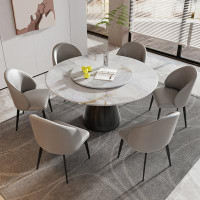 Fit and Touch 6 - Person Black+Grey  Multi-Crystal + Stainless Steel + metals Dining Table Set